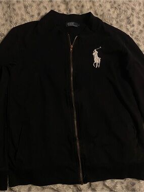 Polo by Ralph Lauren Black Zip-Up Crew Neck Sweater